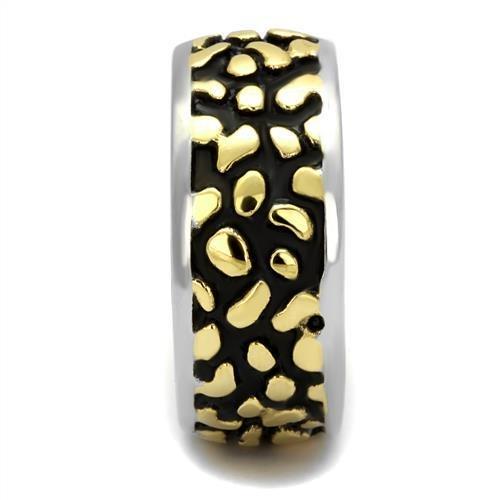 TK2238 - Two-Tone IP Gold (Ion Plating) Stainless Steel Ring with Epoxy in Jet