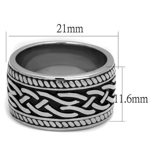 TK2239 - High polished (no plating) Stainless Steel Ring with Epoxy in Jet