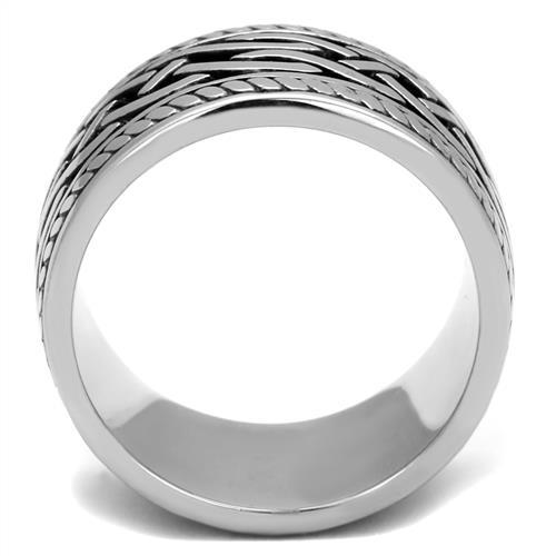 TK2239 - High polished (no plating) Stainless Steel Ring with Epoxy in Jet