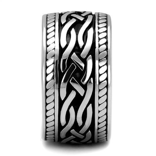 TK2239 - High polished (no plating) Stainless Steel Ring with Epoxy in Jet