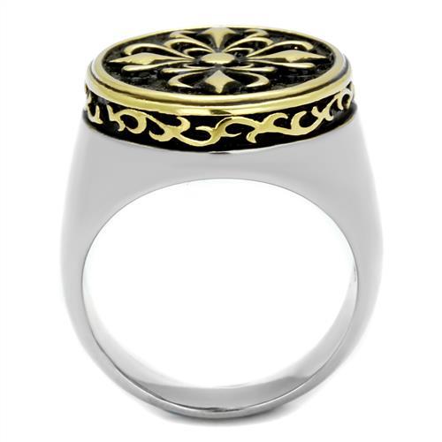 TK2241 - Two-Tone IP Gold (Ion Plating) Stainless Steel Ring with Epoxy in Jet
