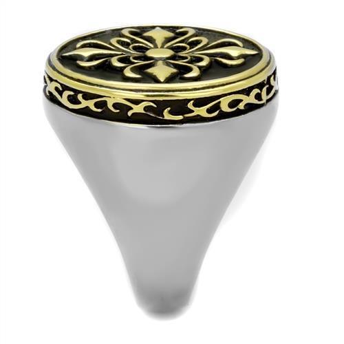 TK2241 - Two-Tone IP Gold (Ion Plating) Stainless Steel Ring with Epoxy in Jet