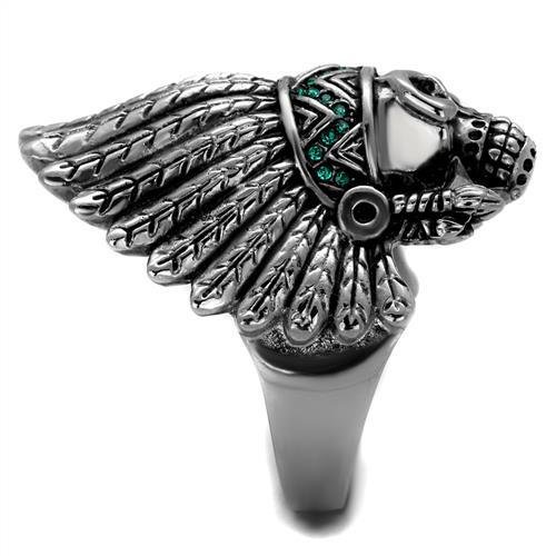 TK2245 - High polished (no plating) Stainless Steel Ring with Top Grade Crystal in Emerald