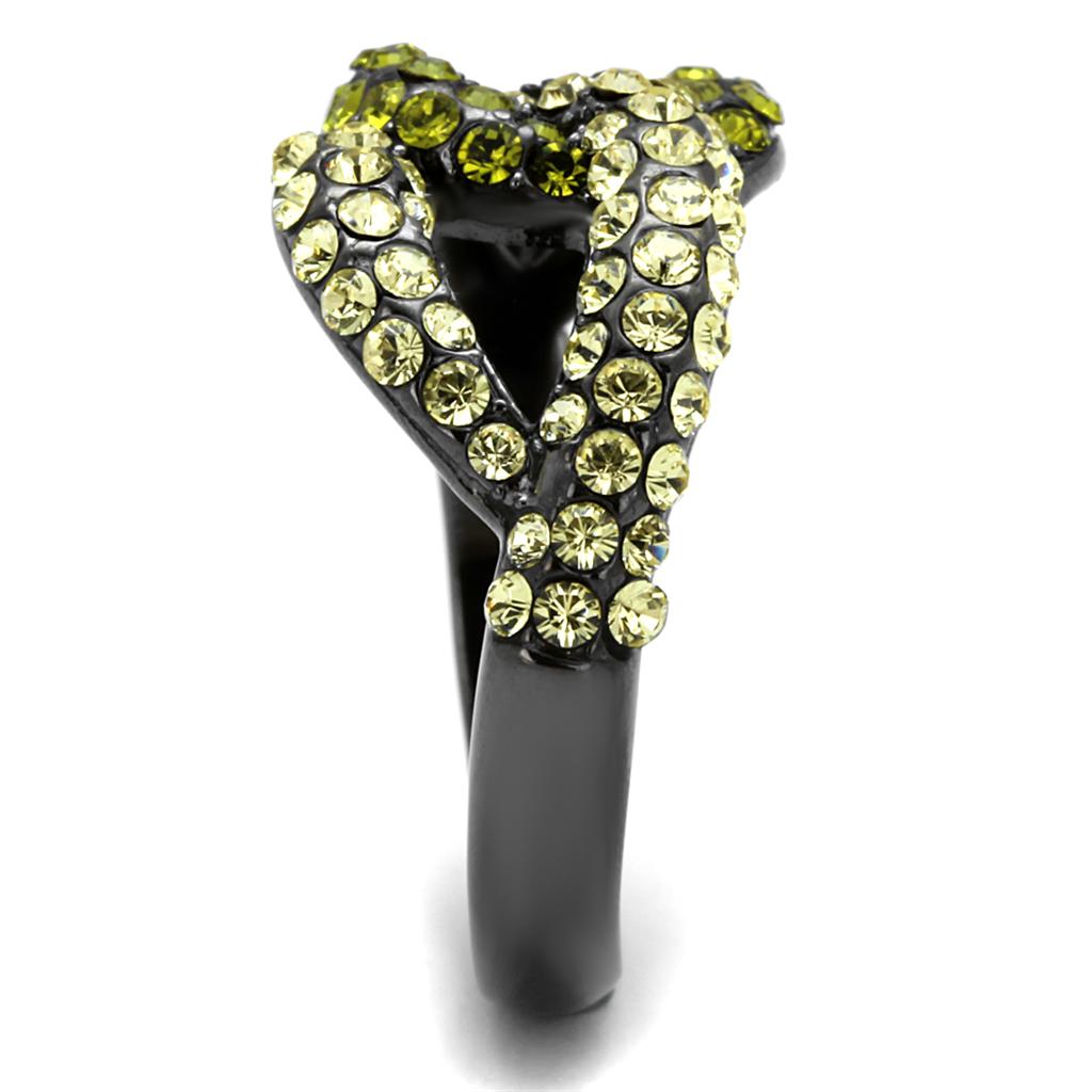 TK2251LJ - IP Light Black (IP Gun) Stainless Steel Ring with Top Grade Crystal in Multi Color