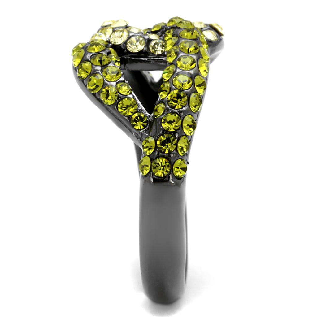 TK2251LJ - IP Light Black (IP Gun) Stainless Steel Ring with Top Grade Crystal in Multi Color