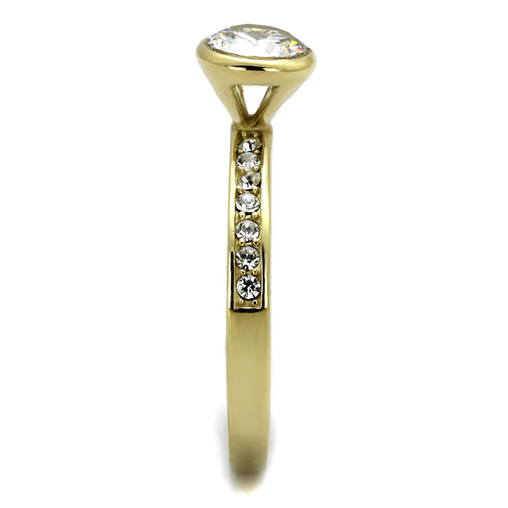 TK2254 - IP Gold(Ion Plating) Stainless Steel Ring with AAA Grade CZ in Clear