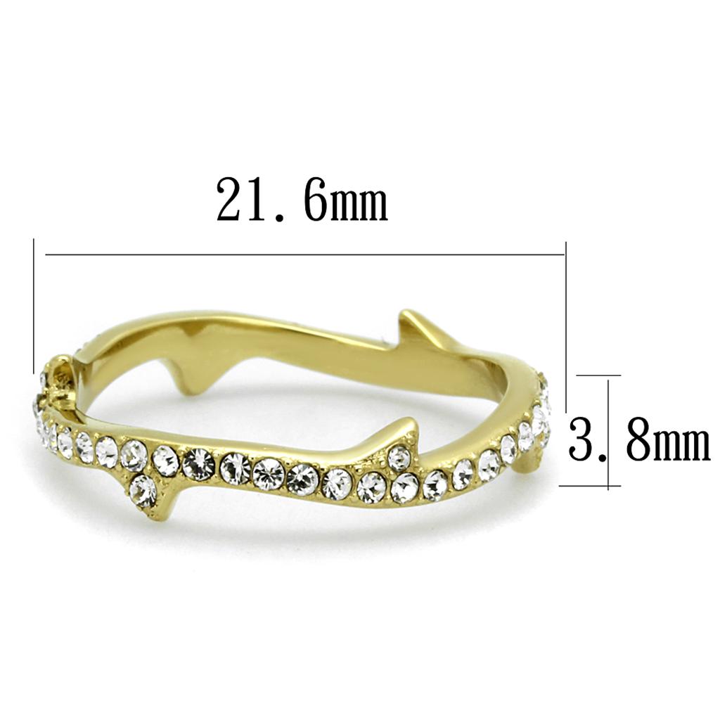 TK2255 - IP Gold(Ion Plating) Stainless Steel Ring with Top Grade Crystal in Clear