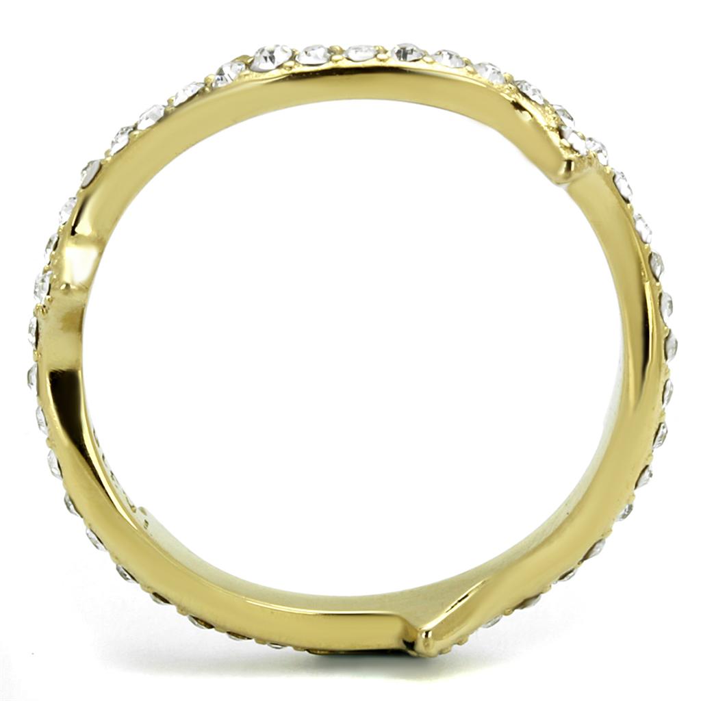 TK2255 - IP Gold(Ion Plating) Stainless Steel Ring with Top Grade Crystal in Clear