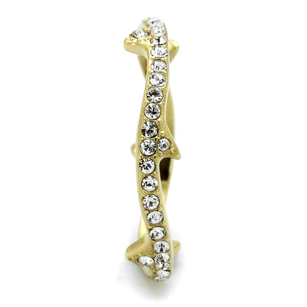 TK2255 - IP Gold(Ion Plating) Stainless Steel Ring with Top Grade Crystal in Clear