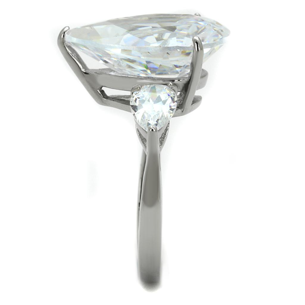 TK2256 - High polished (no plating) Stainless Steel Ring with AAA Grade CZ in Clear