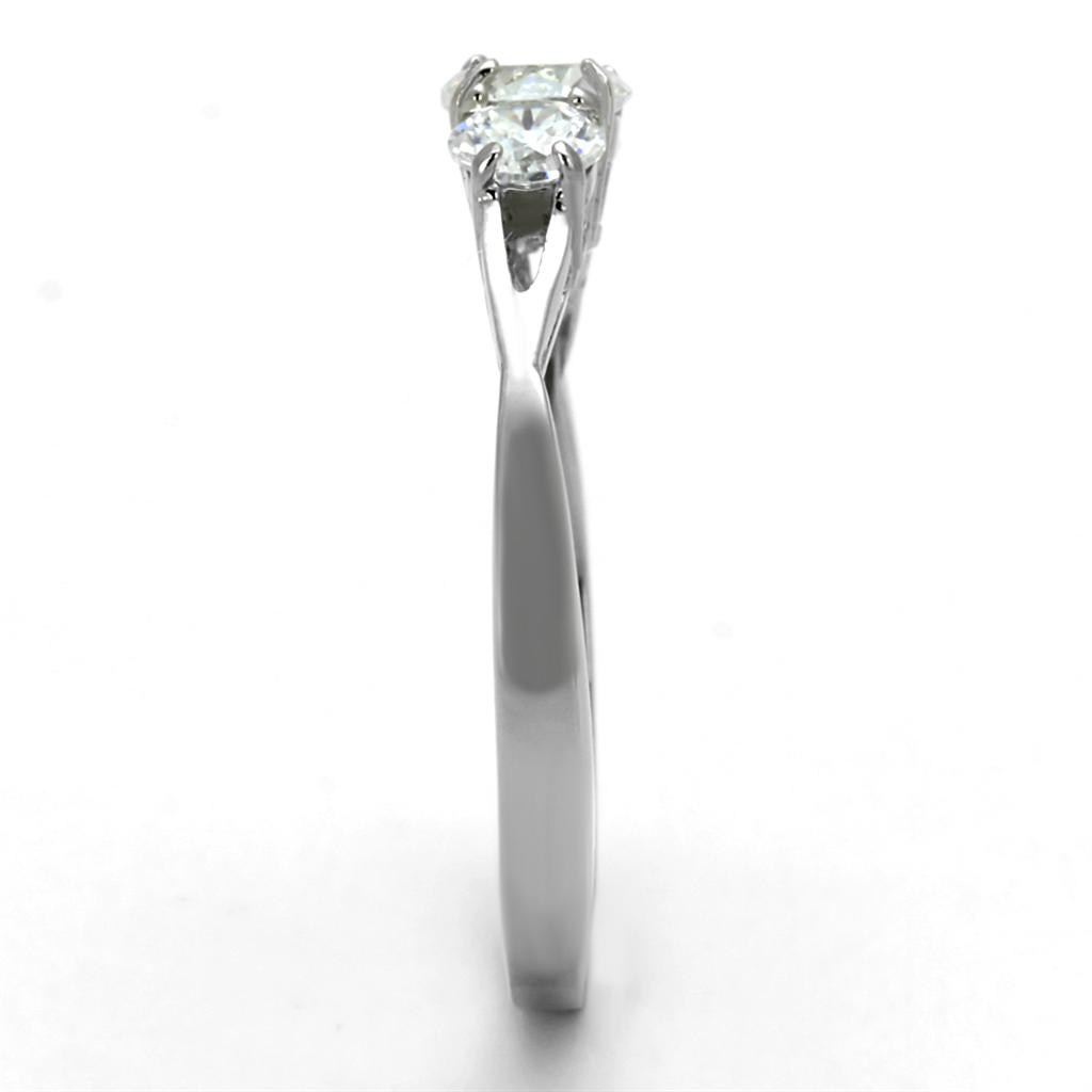 TK2260 - High polished (no plating) Stainless Steel Ring with AAA Grade CZ in Clear