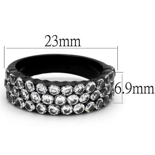 TK2277 - IP Black(Ion Plating) Stainless Steel Ring with AAA Grade CZ in Clear