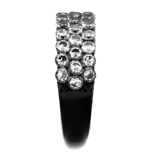 TK2277 - IP Black(Ion Plating) Stainless Steel Ring with AAA Grade CZ in Clear