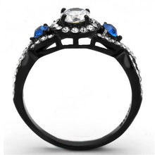 TK2286 - Two-Tone IP Black (Ion Plating) Stainless Steel Ring with AAA Grade CZ  in Clear