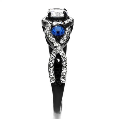 TK2286 - Two-Tone IP Black (Ion Plating) Stainless Steel Ring with AAA Grade CZ in Clear