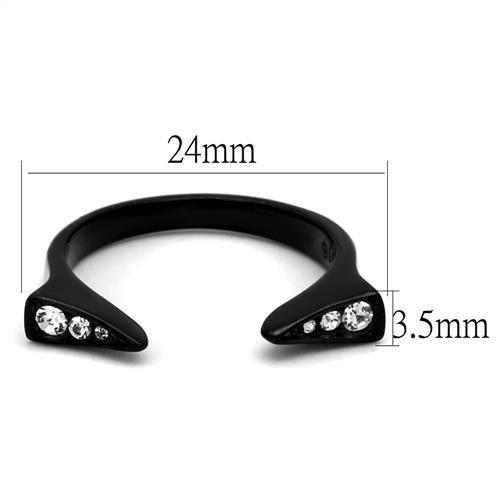 TK2287 - IP Black(Ion Plating) Stainless Steel Ring with Top Grade Crystal in Clear