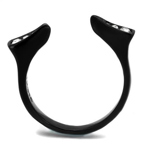 TK2287 - IP Black(Ion Plating) Stainless Steel Ring with Top Grade Crystal in Clear