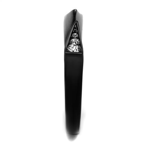 TK2287 - IP Black(Ion Plating) Stainless Steel Ring with Top Grade Crystal in Clear