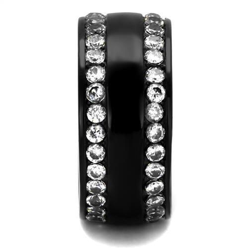 TK2290 - IP Black(Ion Plating) Stainless Steel Ring with AAA Grade CZ in Clear