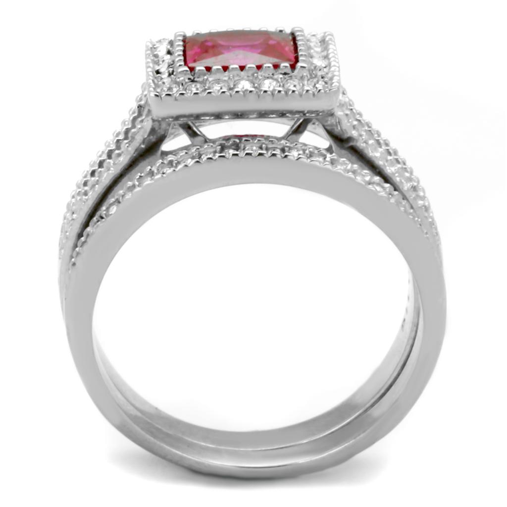 TK2293 - High polished (no plating) Stainless Steel Ring with AAA Grade CZ in Ruby