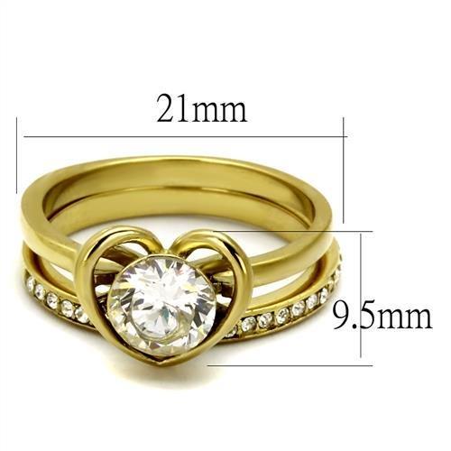 TK2295 - IP Gold(Ion Plating) Stainless Steel Ring with AAA Grade CZ in Clear