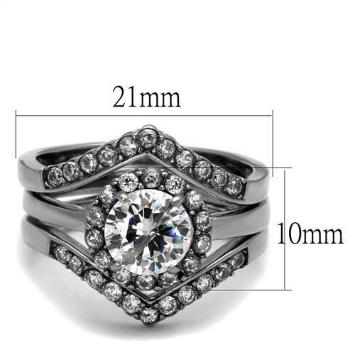 TK2297 - High polished (no plating) Stainless Steel Ring with AAA Grade CZ in Clear