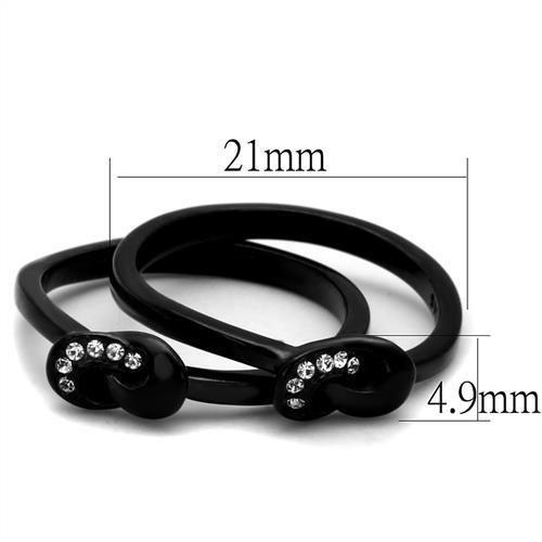 TK2300 - IP Black(Ion Plating) Stainless Steel Ring with Top Grade Crystal in Clear