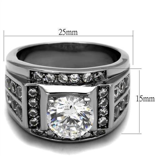 TK2305 - High polished (no plating) Stainless Steel Ring with AAA Grade CZ in Clear