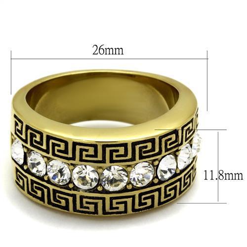 TK2310 - IP Gold(Ion Plating) Stainless Steel Ring with Top Grade Crystal in Clear