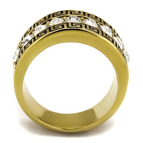 TK2310 - IP Gold(Ion Plating) Stainless Steel Ring with Top Grade Crystal in Clear