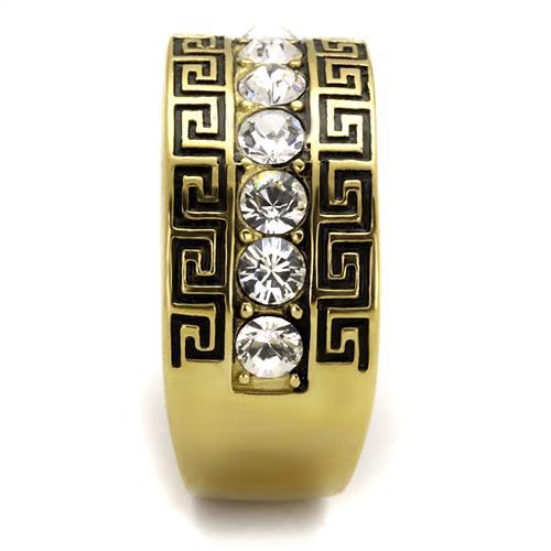 TK2310 - IP Gold(Ion Plating) Stainless Steel Ring with Top Grade Crystal in Clear