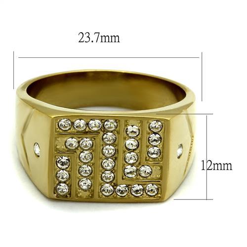 TK2311 - IP Gold(Ion Plating) Stainless Steel Ring with Top Grade Crystal in Clear