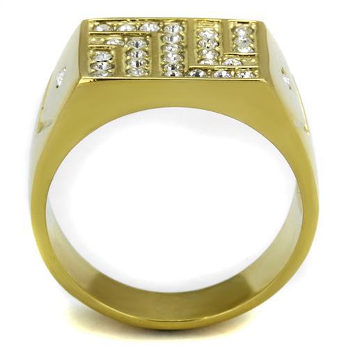 TK2311 - IP Gold(Ion Plating) Stainless Steel Ring with Top Grade Crystal in Clear