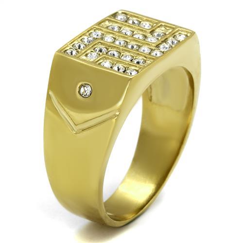 TK2311 - IP Gold(Ion Plating) Stainless Steel Ring with Top Grade Crystal in Clear