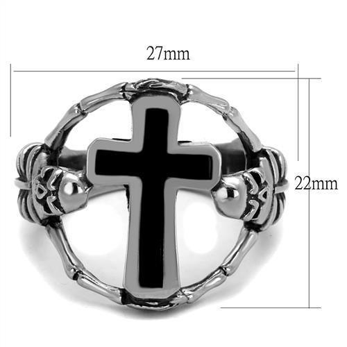 TK2313 - High polished (no plating) Stainless Steel Ring with Epoxy in Jet