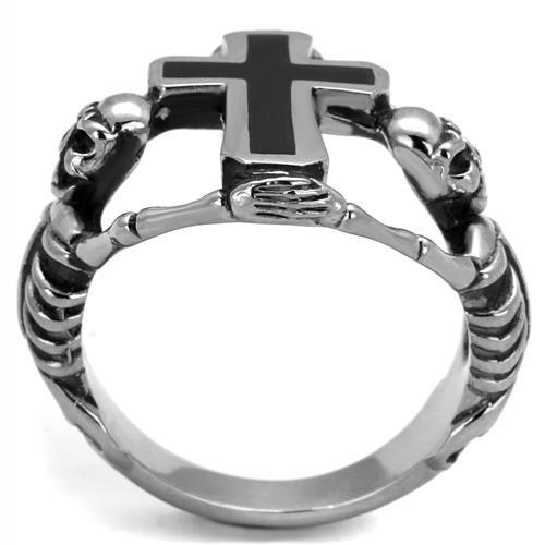 TK2313 - High polished (no plating) Stainless Steel Ring with Epoxy in Jet
