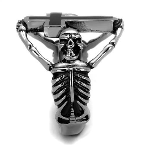 TK2313 - High polished (no plating) Stainless Steel Ring with Epoxy in Jet