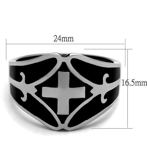 TK2314 - High polished (no plating) Stainless Steel Ring with Epoxy in Jet