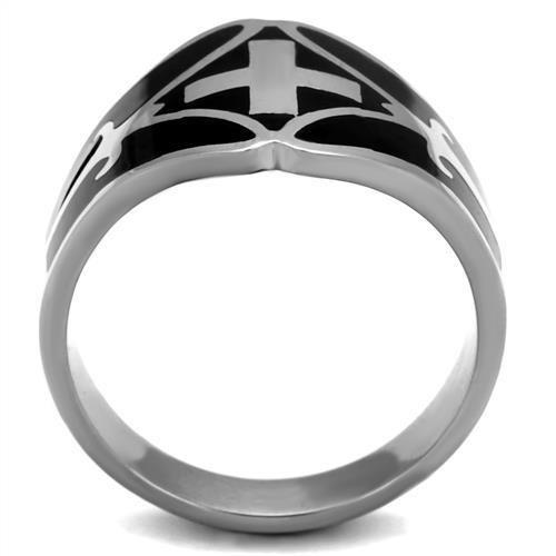 TK2314 - High polished (no plating) Stainless Steel Ring with Epoxy in Jet