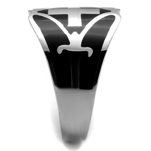 TK2314 - High polished (no plating) Stainless Steel Ring with Epoxy in Jet