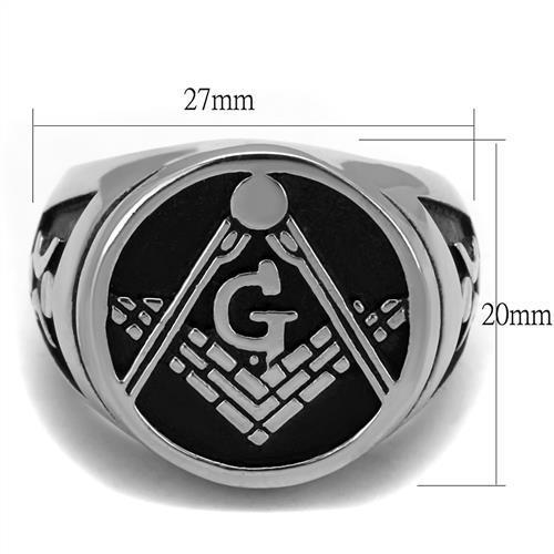 TK2315 - High polished (no plating) Stainless Steel Ring with Epoxy in Jet