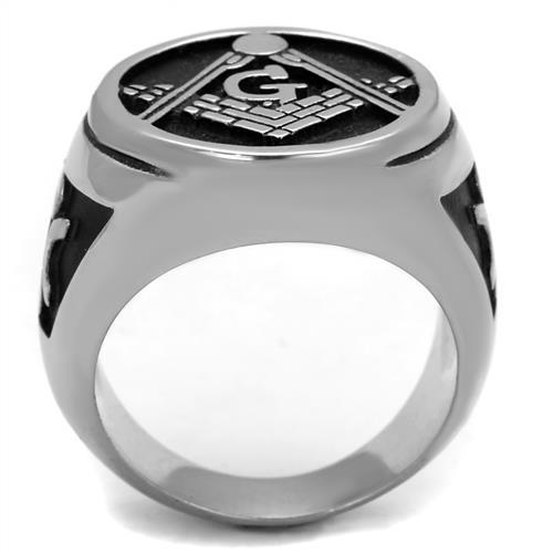 TK2315 - High polished (no plating) Stainless Steel Ring with Epoxy in Jet