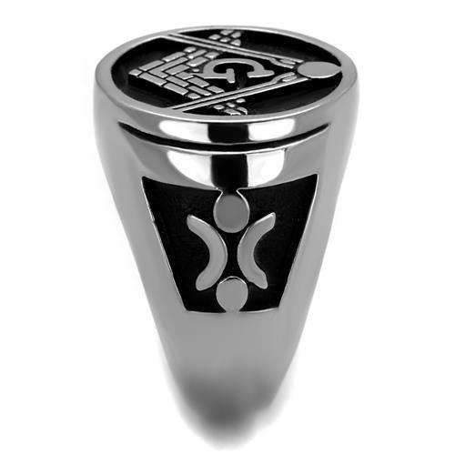 TK2315 - High polished (no plating) Stainless Steel Ring with Epoxy in Jet
