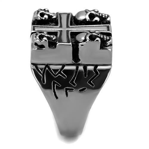 TK2316 - High polished (no plating) Stainless Steel Ring with Epoxy in Jet
