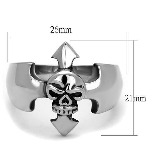 TK2318 - High polished (no plating) Stainless Steel Ring with Epoxy in Jet