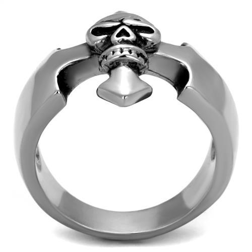 TK2318 - High polished (no plating) Stainless Steel Ring with Epoxy in Jet