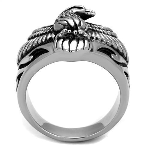 TK2319 - High polished (no plating) Stainless Steel Ring with Epoxy in Jet
