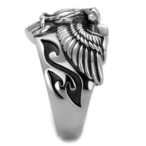 TK2319 - High polished (no plating) Stainless Steel Ring with Epoxy in Jet