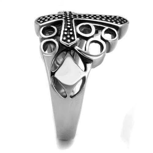 TK2320 - High polished (no plating) Stainless Steel Ring with Epoxy in Jet