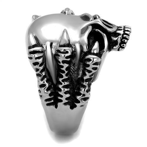 TK2323 - High polished (no plating) Stainless Steel Ring with Epoxy in Jet